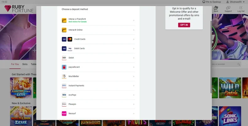 How to Deposit at Ruby Fortune Casino Canada