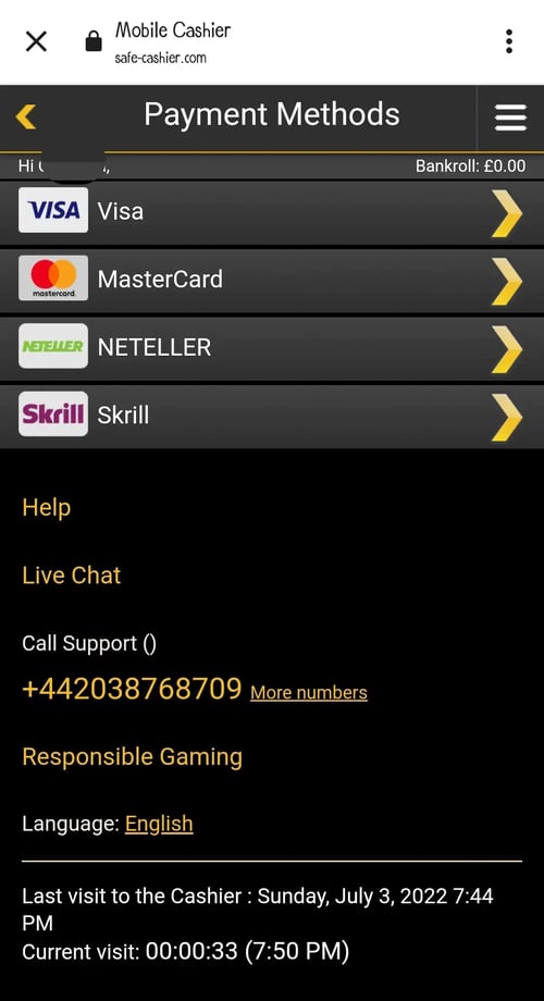 Mobile App Payment Methods Experience at 777 Casino UK