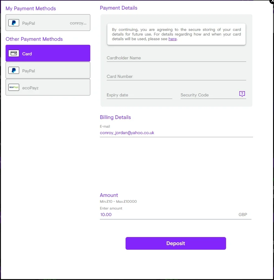 Kwiff Casino Deposit